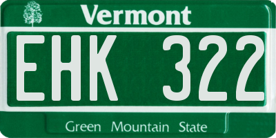 VT license plate EHK322