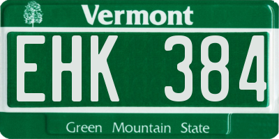 VT license plate EHK384