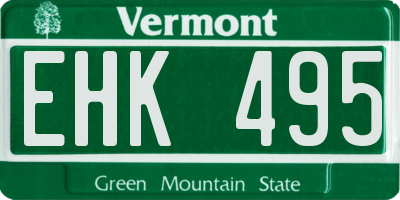 VT license plate EHK495
