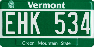 VT license plate EHK534