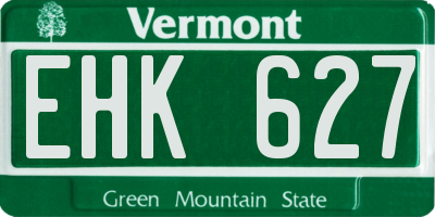 VT license plate EHK627