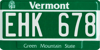 VT license plate EHK678
