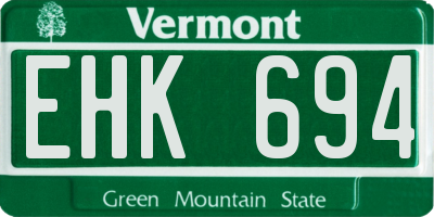 VT license plate EHK694