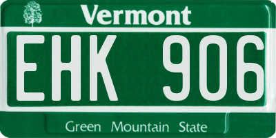 VT license plate EHK906