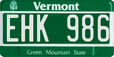 VT license plate EHK986
