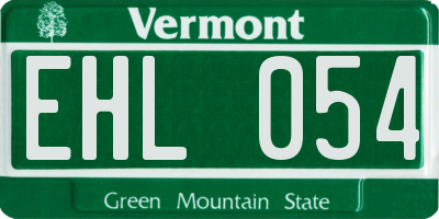 VT license plate EHL054