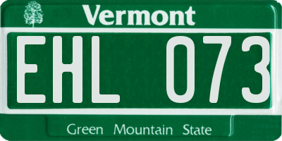 VT license plate EHL073