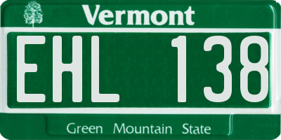 VT license plate EHL138