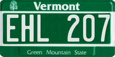 VT license plate EHL207