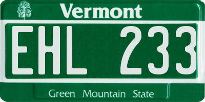 VT license plate EHL233