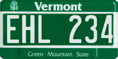 VT license plate EHL234