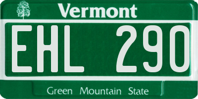 VT license plate EHL290