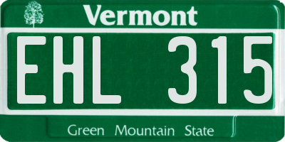 VT license plate EHL315