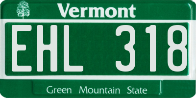 VT license plate EHL318