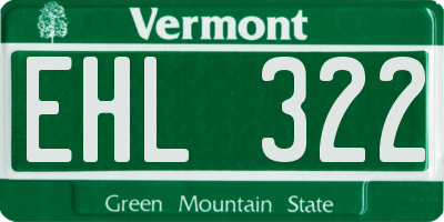 VT license plate EHL322