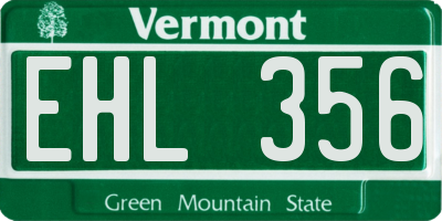 VT license plate EHL356