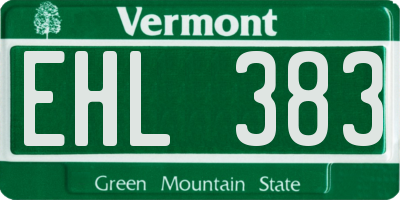 VT license plate EHL383
