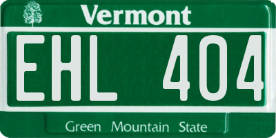 VT license plate EHL404