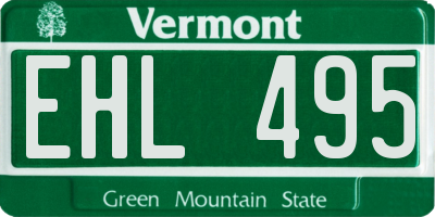 VT license plate EHL495