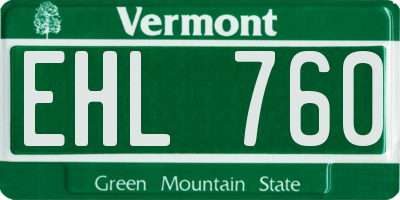 VT license plate EHL760