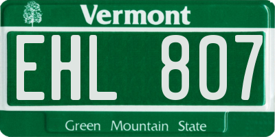 VT license plate EHL807