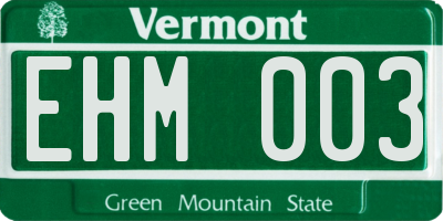 VT license plate EHM003