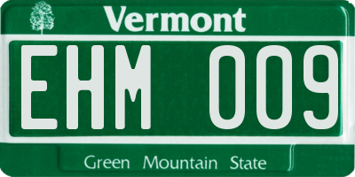 VT license plate EHM009