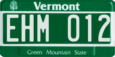 VT license plate EHM012