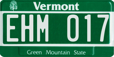 VT license plate EHM017