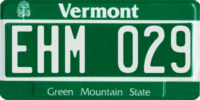 VT license plate EHM029