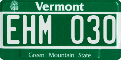 VT license plate EHM030