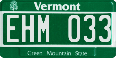 VT license plate EHM033