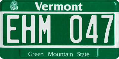 VT license plate EHM047