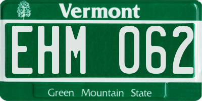 VT license plate EHM062