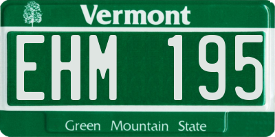 VT license plate EHM195