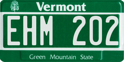 VT license plate EHM202