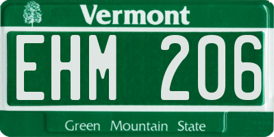 VT license plate EHM206