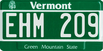 VT license plate EHM209