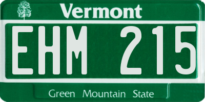 VT license plate EHM215