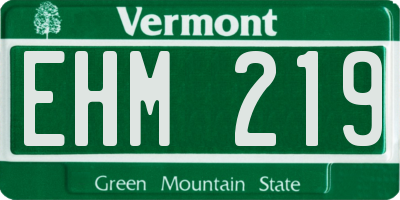 VT license plate EHM219