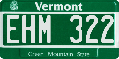 VT license plate EHM322