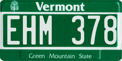 VT license plate EHM378