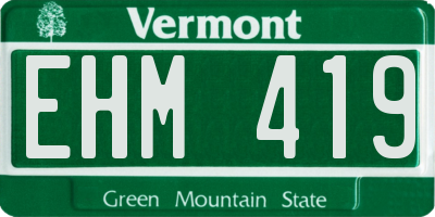 VT license plate EHM419