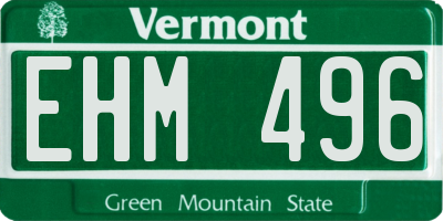 VT license plate EHM496