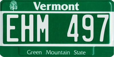 VT license plate EHM497
