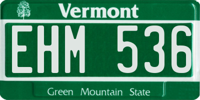 VT license plate EHM536