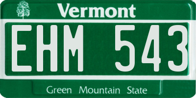 VT license plate EHM543