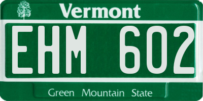 VT license plate EHM602