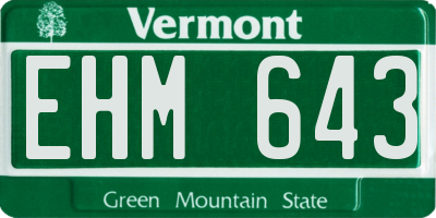 VT license plate EHM643