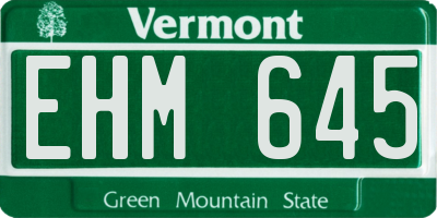 VT license plate EHM645